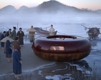 Utsuro Bune 1803 Art Print, Japanese Mystery Vessel UFO Reimagining, Digital Download
