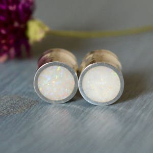 White plug earrings sale