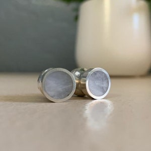 Silver and Solid Moonstone Plugs Gauges Stone - Size 6g to 1" - Natural Moonstone Sterling Flare Flash Shimmer Shine - Gold Plating Optional