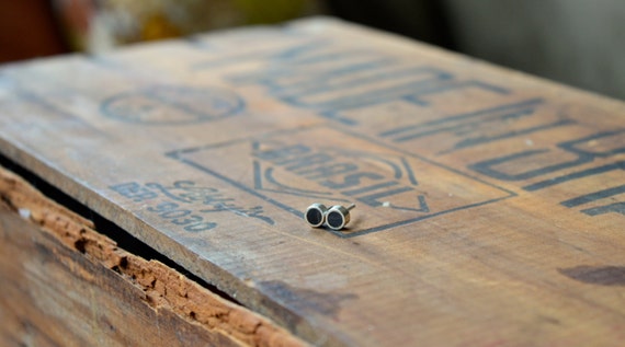 Sterling Silver African Ebony Handmade Stud Earrings - 5.6mm