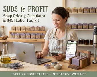 Handmade Soap Pricing Calculator & BOM Tracker | Google Sheets, Excel, Web App (Digital Download)