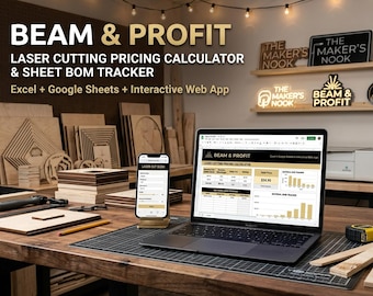Laser Cutting Pricing Calculator & BOM Tracker | Google Sheets, Excel, Web App (Digital Download)