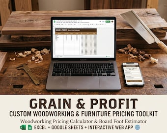 Woodworking Pricing Calculator & Board Foot Estimator | Custom Furniture BOM (Digital Download)