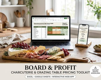 Charcuterie Pricing Calculator & Grazing Table Sizer | Catering Costing Spreadsheet (Digital Download)