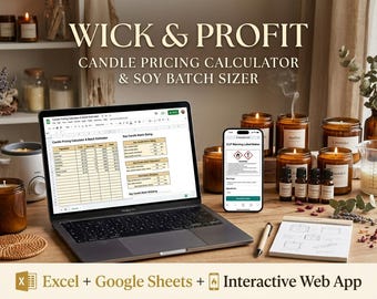 Candle Pricing Calculator & Batch Sizer | Soy Wax Costing, Order Tracker (Digital Download)