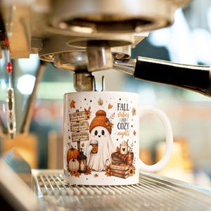 Fall Ghost Mug Wrap, Fall Mug PNG, Autumn Mug Wrap, 11oz & 15oz Fall Coffee Mug PNG, Digital Download
