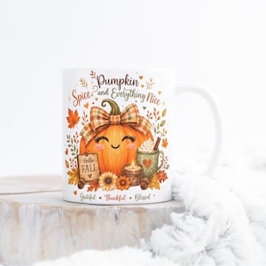 Fall Pumpkin Mug Wrap, Fall Mug PNG, Autumn Mug Wrap,  11oz & 15oz Fall Coffee Mug PNG, Digital Download