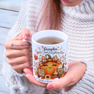 Fall Pumpkin Mug Wrap, Fall Mug PNG, Autumn Mug Wrap,  11oz & 15oz Fall Coffee Mug PNG, Digital Download