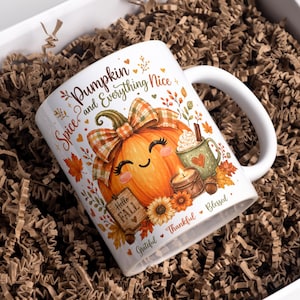 Fall Pumpkin Mug Wrap, Fall Mug PNG, Autumn Mug Wrap,  11oz & 15oz Fall Coffee Mug PNG, Digital Download