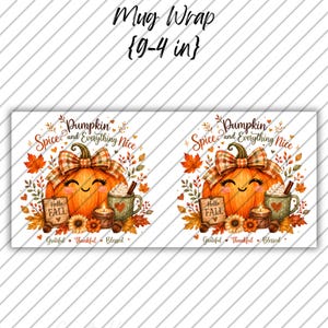 Fall Pumpkin Mug Wrap, Fall Mug PNG, Autumn Mug Wrap,  11oz & 15oz Fall Coffee Mug PNG, Digital Download