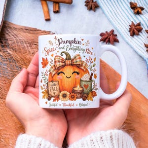 Fall Pumpkin Mug Wrap, Fall Mug PNG, Autumn Mug Wrap,  11oz & 15oz Fall Coffee Mug PNG, Digital Download