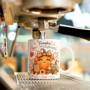 Fall Pumpkin Mug Wrap, Fall Mug PNG, Autumn Mug Wrap,  11oz & 15oz Fall Coffee Mug PNG, Digital Download