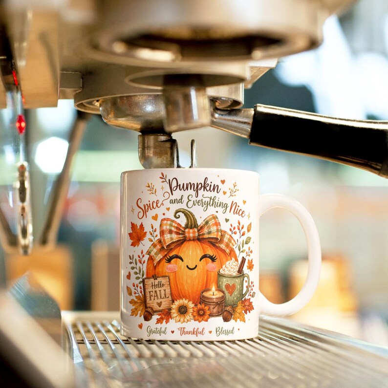 Fall Pumpkin Mug Wrap, Fall Mug PNG, Autumn Mug Wrap,  11oz & 15oz Fall Coffee Mug PNG, Digital Download