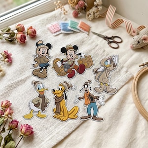 Broderad lapp med Disney-vinterfigur, Musse Mimmi Kalle och Långbens stryklapp, påsydd lapp för mysig resa, applikation för jacka och ryggsäck