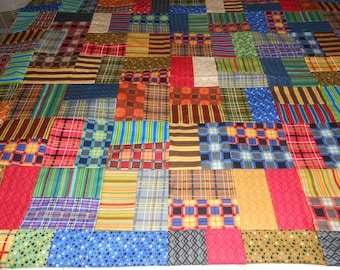 60” x 70” Brick Pattern Plaids and Stripes QUILT TOP ONLY