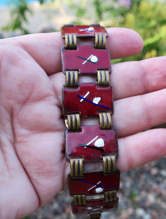 Vintage Copper and Enamel Bracelet