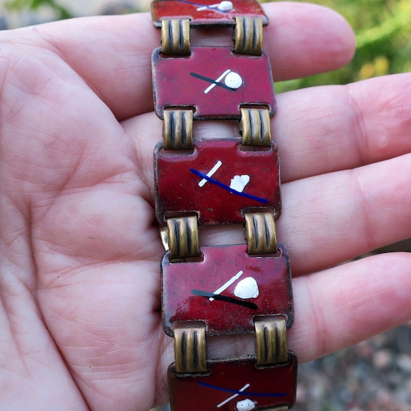 Vintage Copper and Enamel Bracelet