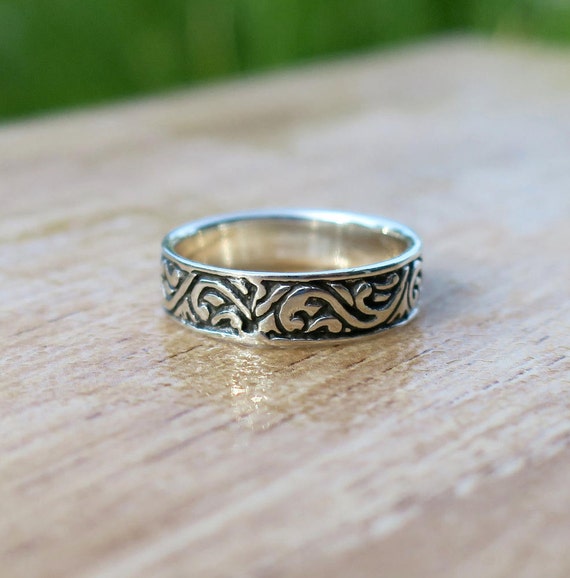 Vintage 925 Sterling Silver Scroll Wedding Band - Etsy