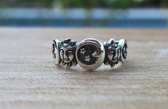 Sun and moon sale sterling silver ring