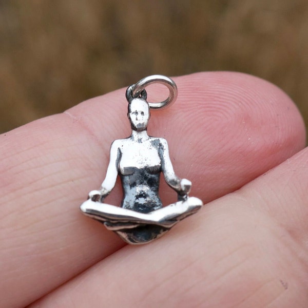 925 Sterling Silver Yoga or Meditation Charm or Pendant