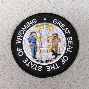 Embroidered Wyoming State Seal Iron On Patch