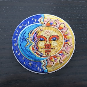 Embroidered Iron On Sun Crescent Moon Patch