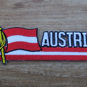 Vintage Iron On Embroidered Austria Flag Patch