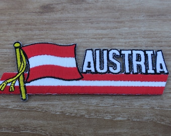 Vintage Iron On Embroidered Austria Flag Patch