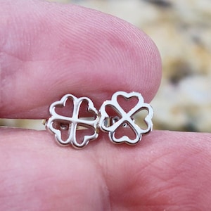 Vintage 925 Sterling Silver 4 Leaf Clover Stud Earrings