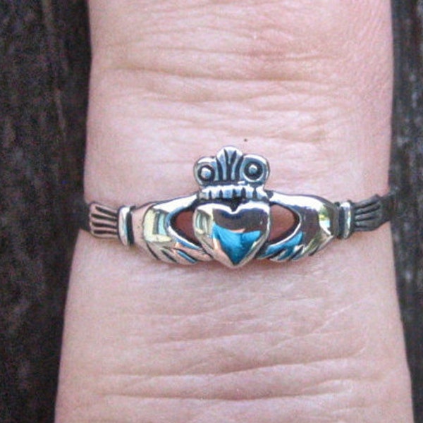 Dainty Vintage 925 Sterling Silver Claddagh Stacking Ring