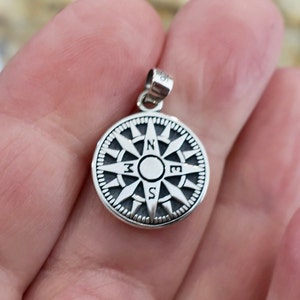 925 Sterling Silver Compass Pendant