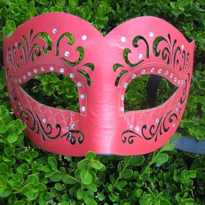 Red Leather Masquerade Mask