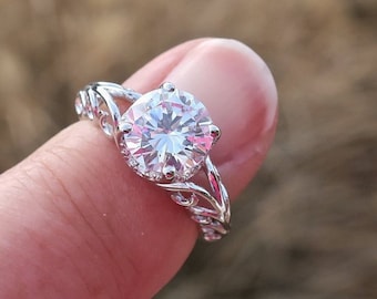 Vintage 925 Sterling Silver and Round CZ  Engagement Ring