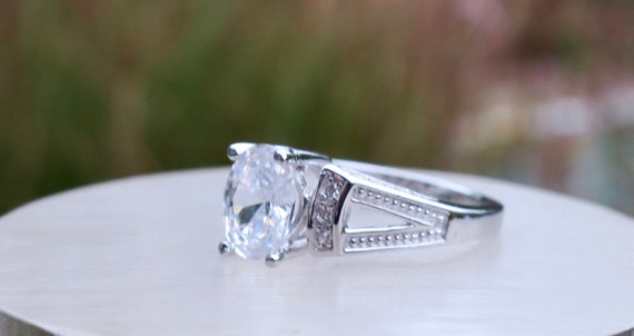 Vintage 925 Sterling Silver and CZ Engagement Ring - image 7