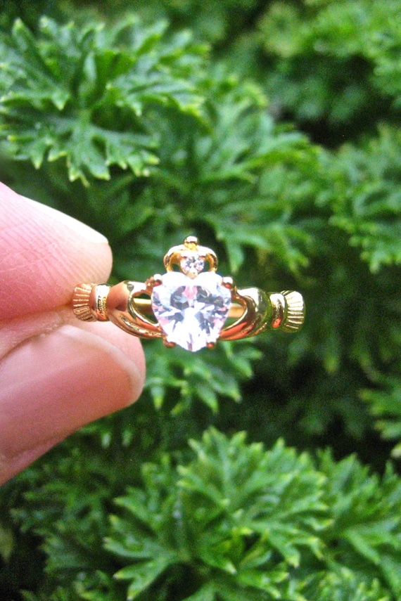 Vintage Yellow Gold over 925 Sterling Silver CZ Cl