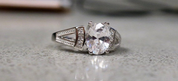 Vintage 925 Sterling Silver and CZ Engagement Ring - image 4
