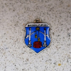 Vintage Badsalzuflen Germany Enamel Travel Shield Charm