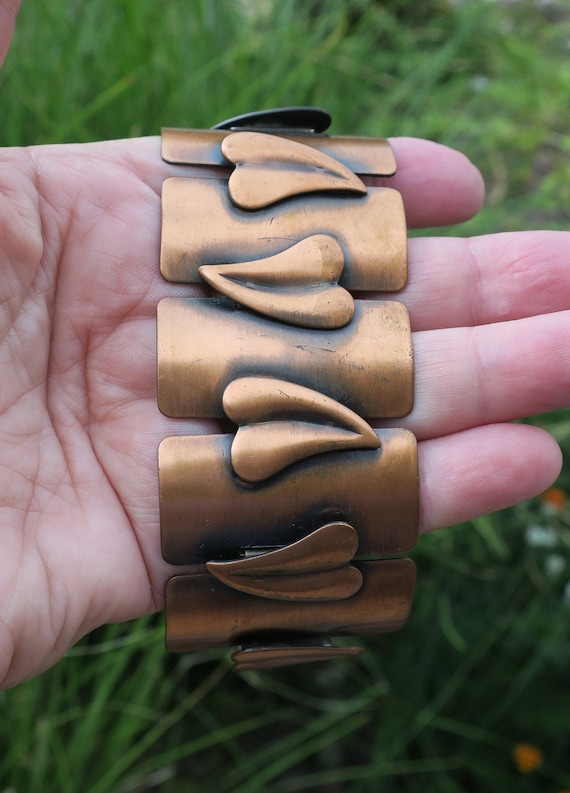 Vintage Rebajes Copper leaf Bracelet