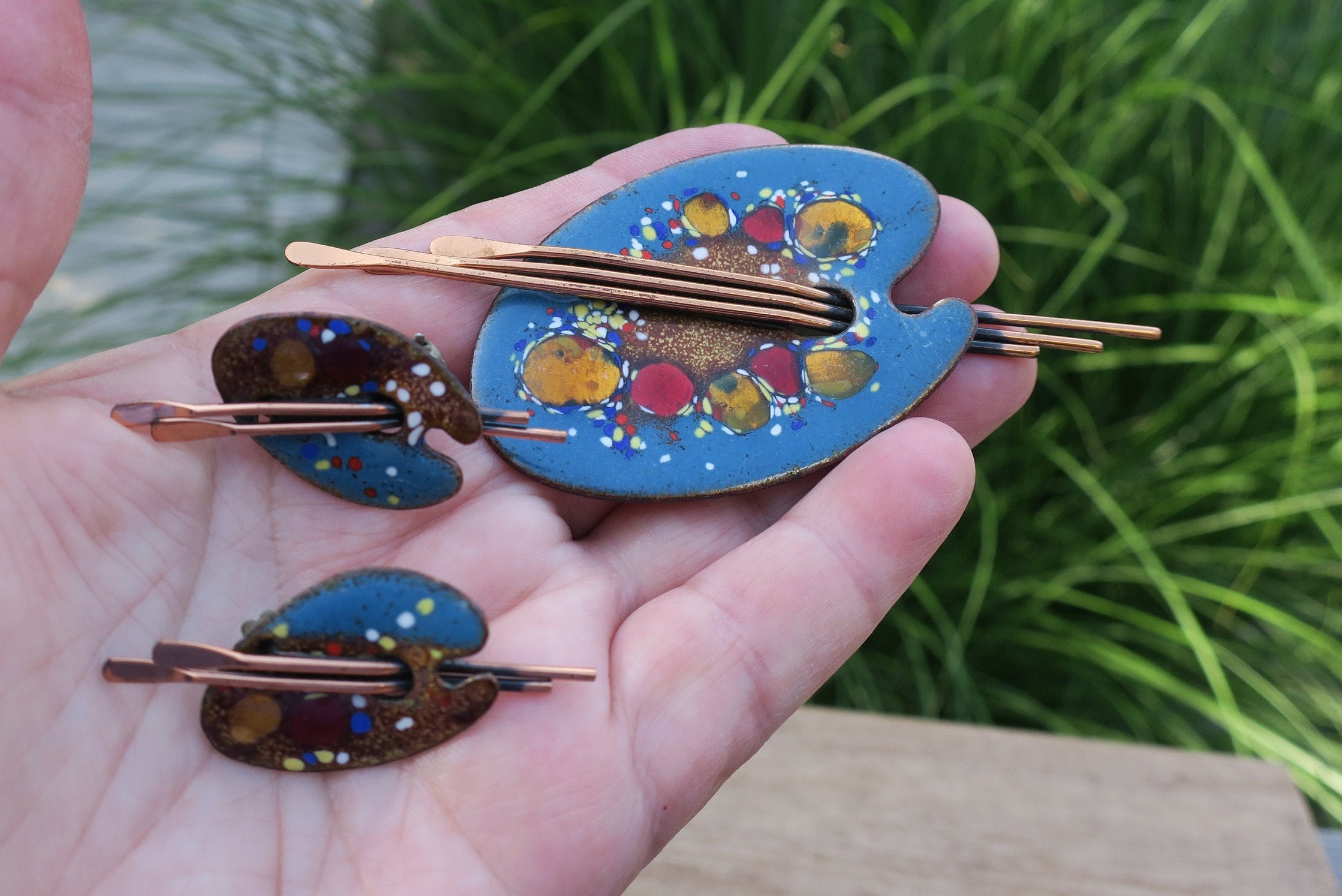 Vintage Matisse Renoir Copper and Enamel Painters Palette Set - Etsy