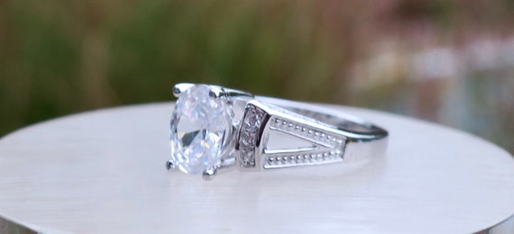 Vintage 925 Sterling Silver and CZ Engagement Ring - image 9