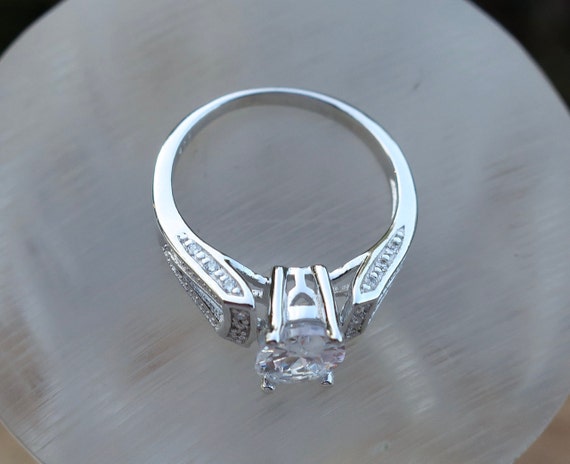 Vintage 925 Sterling Silver and CZ Engagement Ring - image 2