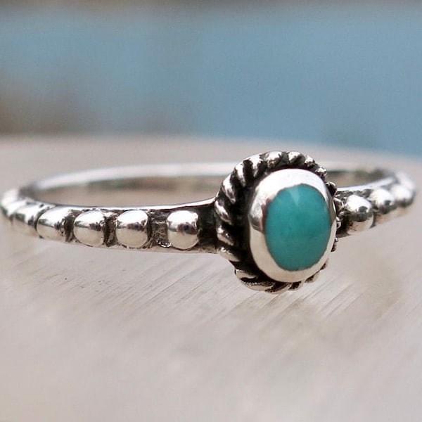 SALE Vintage 925 Sterling Silver Turquoise Stacking Ring