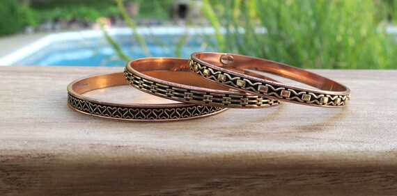 Set of 3 Vintage Renoir Copper Bangle Bracelets Etsy