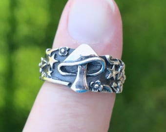 Vintage 925 Sterling Silver Mushroom Ring