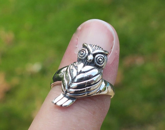 Vintage 925 Sterling Silver Owl Ring - image 6