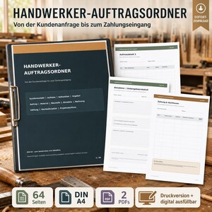 Tradesman's Order Folder PDF | Measurement, Construction Site, Acceptance & Invoice | 64 Pages | Printable + Digitally Fillable