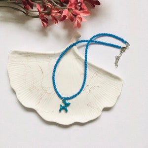 Collar de perro con globo de dibujos animados, collar de caniche, collar para amantes de los perros, collar azul con caniche, collar azul, collar para amantes de los cachorros