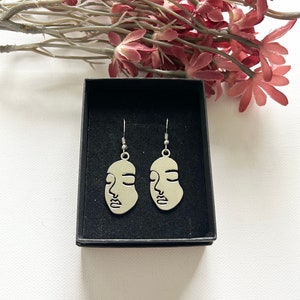 Face earrings, abstract face earrings, human face silhouette earrings, dangle face earrings, face shaped earrings, abstract jewelry earrings