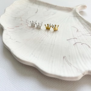 Crown earrings, gold crown earrings, silver crown earrings, silver sterling earrings, royal earrings, stud earrings, princess earrings