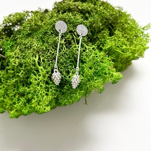 Pendientes de piña, pendientes colgantes, pendientes amantes de la naturaleza, pendientes de piña de plata, pendientes colgantes, pendientes de piña, pendientes largos